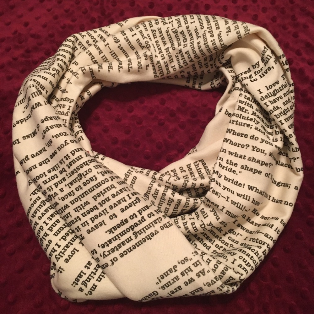 Classy book scarf with Jane Eyre excerpts